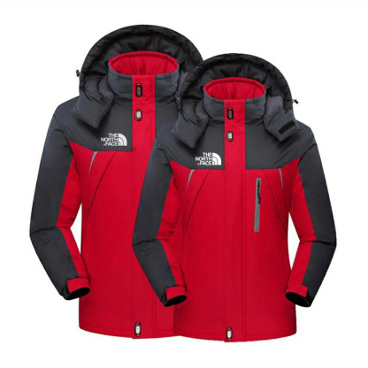 Men's Plush Warm Detachable Hooded Zipper Jumpsuit Coat