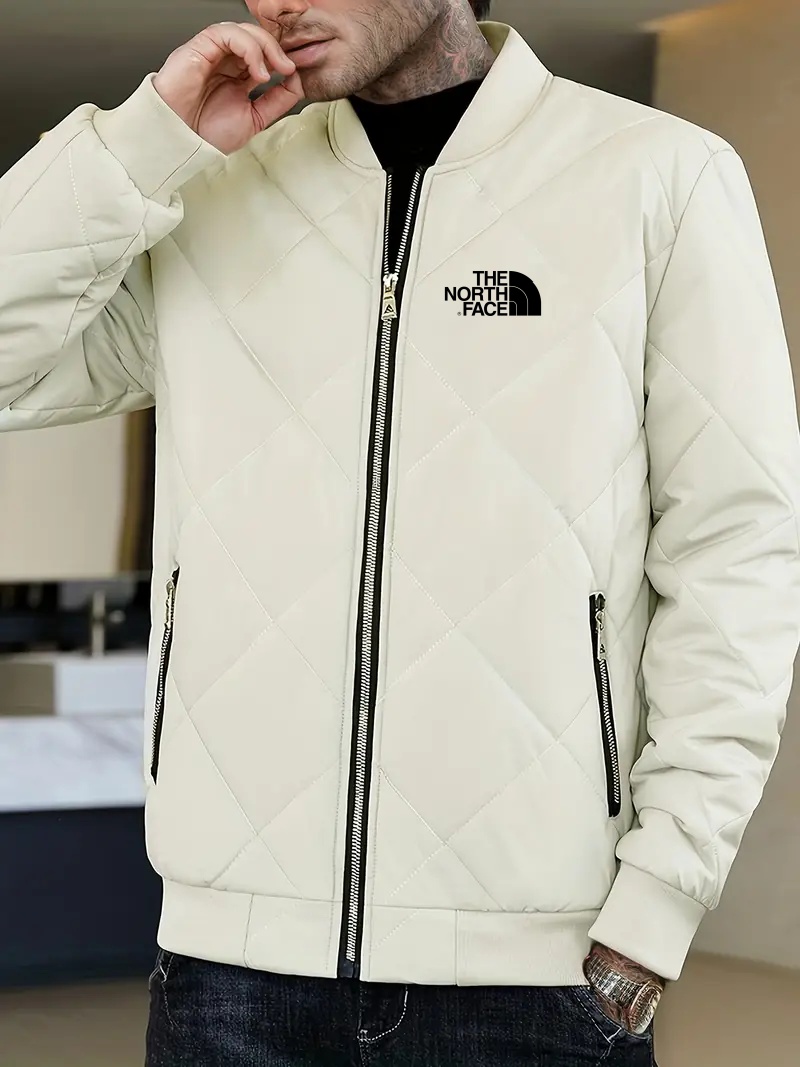 THE NORthtTH FACE-Veste de baseball décontractée à rayures et doublure sherpa pour homme, style universitaire, coupe-vent vintage, coupe standard