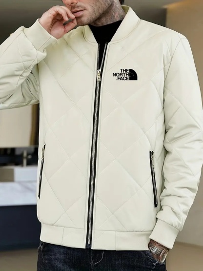 THE NORthtTH FACE-Veste de baseball décontractée à rayures et doublure sherpa pour homme, style universitaire, coupe-vent vintage, coupe standard