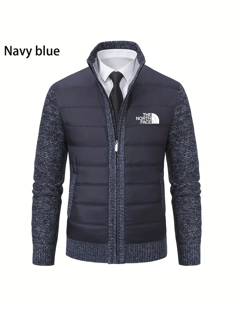 THE NORthtTH FACE-Cardigan décontracté en tricot à col mandarin pour homme avec doublure en polyester et manches longues dans un haut en tissu extensible léger et uni.