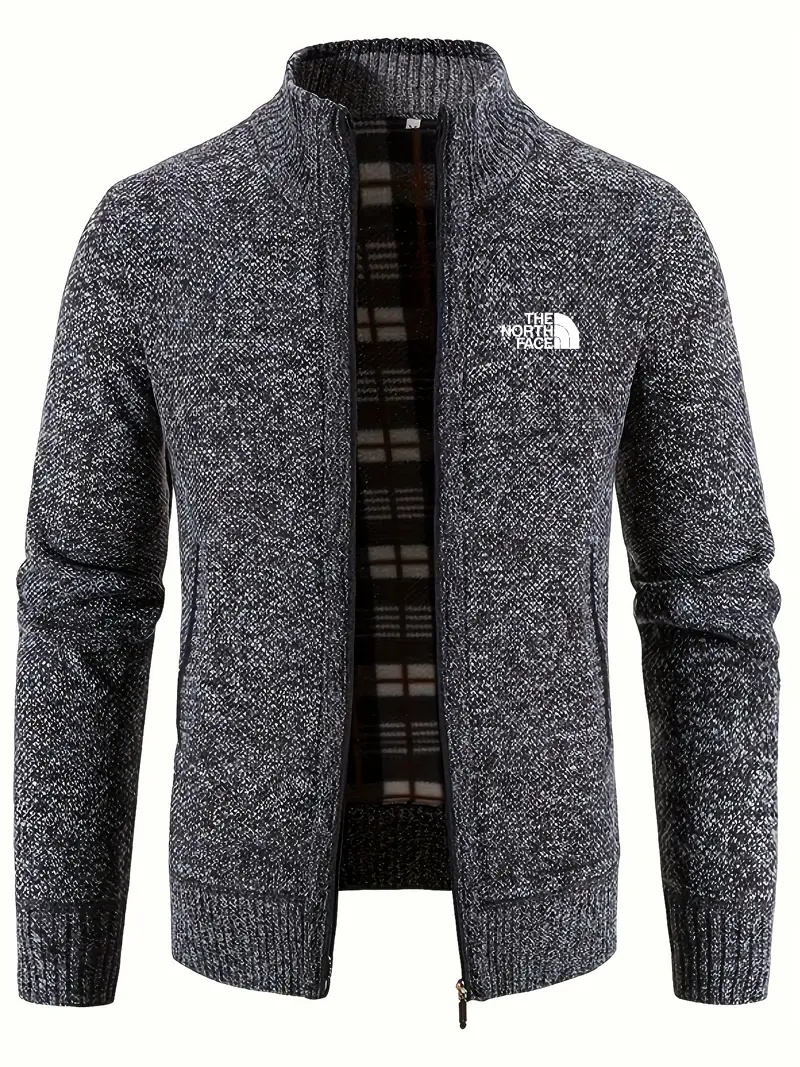 THE NORthtTH FACE-Cardigan chaud à col montant pour homme, confortable, avec poche zippée, en tricot, pour l'automne et l'hiver