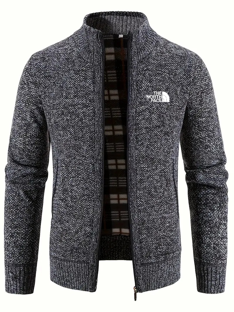THE NORthtTH FACE-Cardigan chaud à col montant pour homme, confortable, avec poche zippée, en tricot, pour l'automne et l'hiver