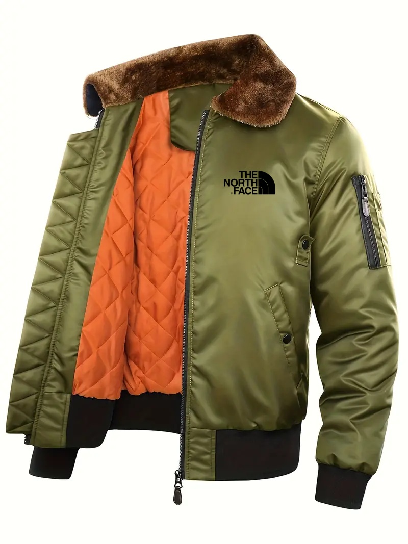 THE NORthtTH FACE-Doudoune chaude et décontractée pour homme avec col en fourrure, veste épaisse zippée et poche - Veste d'hiver