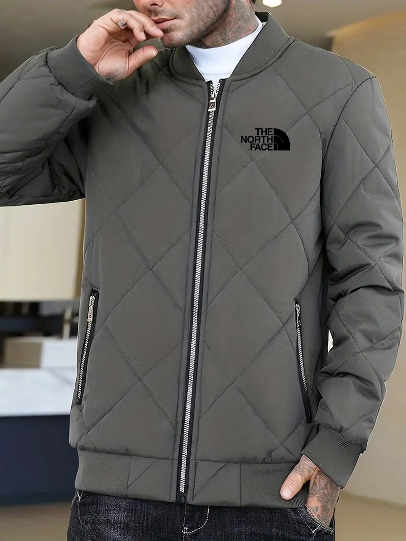 THE NORthtTH FACE-Veste de baseball décontractée à rayures et doublure sherpa pour homme, style universitaire, coupe-vent vintage, coupe standard