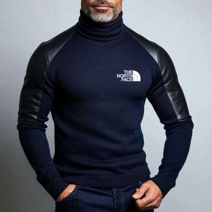 THE NORthtTH FACE Pull à col roulé à manches longues en cuir PU pour homme