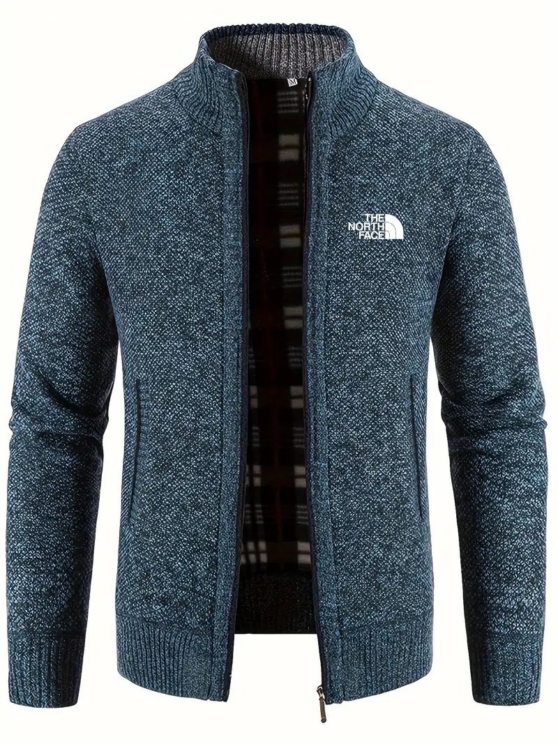 THE NORthtTH FACE-Cardigan chaud à col montant pour homme, confortable, avec poche zippée, en tricot, pour l'automne et l'hiver