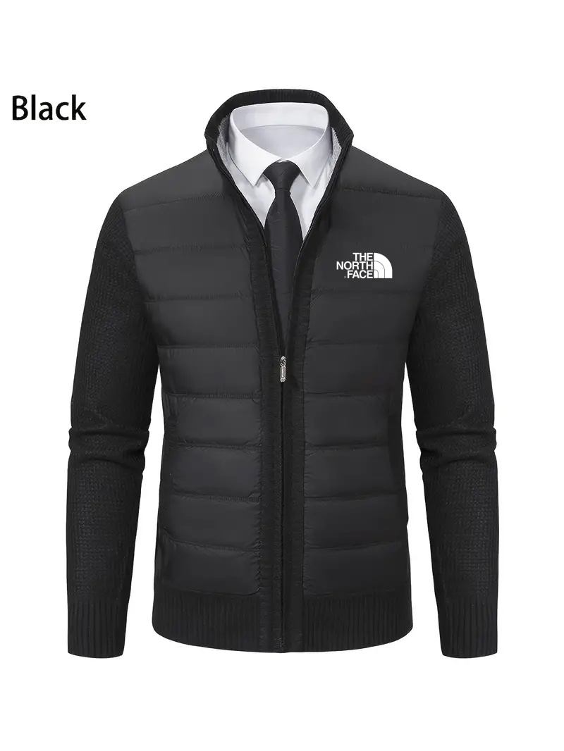 THE NORthtTH FACE-Cardigan décontracté en tricot à col mandarin pour homme avec doublure en polyester et manches longues dans un haut en tissu extensible léger et uni.