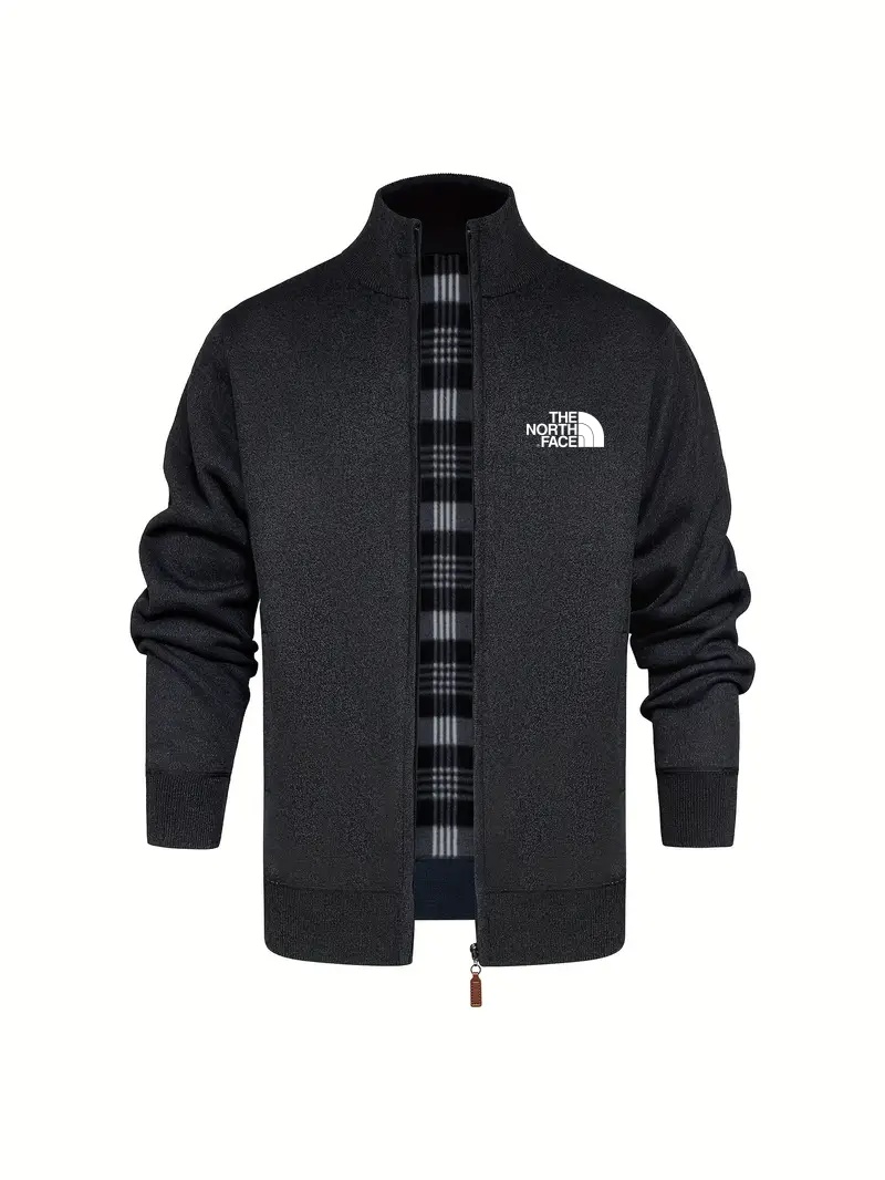 THE NORthtTH FACE-Cardigan tricoté décontracté à fermeture éclair pour homme, automne et hiver, doublé polaire, col montant, veste chaude à manches longues