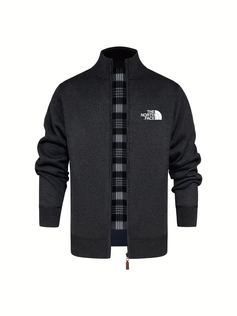 THE NORthtTH FACE-Cardigan tricoté décontracté à fermeture éclair pour homme, automne et hiver, doublé polaire, col montant, veste chaude à manches longues