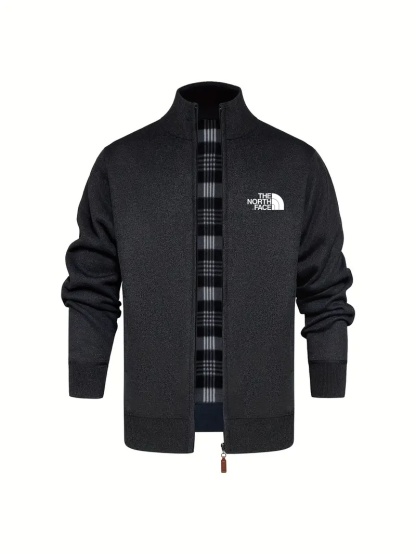 THE NORthtTH FACE-Cardigan tricoté décontracté à fermeture éclair pour homme, automne et hiver, doublé polaire, col montant, veste chaude à manches longues