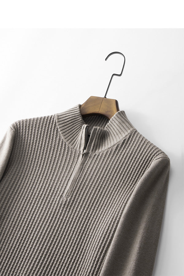 Jersey de canalé con cuello medio alto y cremallera