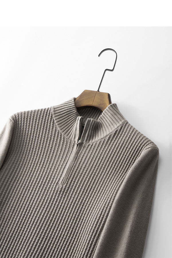 Jersey de canalé con cuello medio alto y cremallera