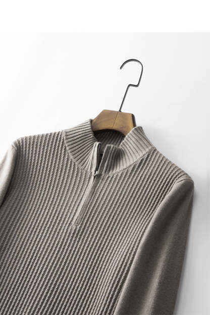 Jersey de canalé con cuello medio alto y cremallera