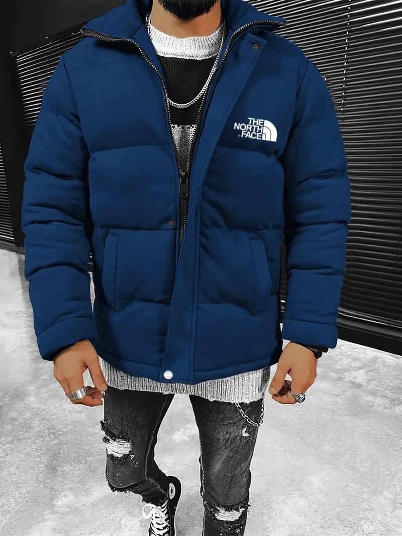 THE NORthtTH FACE-Veste matelassée en daim de couleur unie, veste épaisse à col montant avec détails de fermeture éclair et de boutons, mode hiver