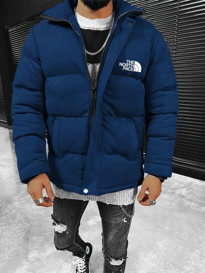 THE NORthtTH FACE-Veste matelassée en daim de couleur unie, veste épaisse à col montant avec détails de fermeture éclair et de boutons, mode hiver