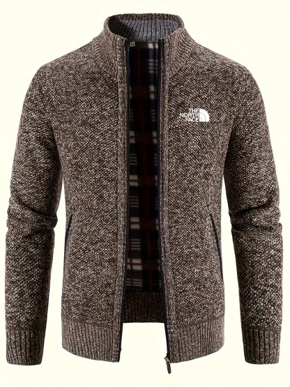 THE NORthtTH FACE-Cardigan chaud à col montant pour homme, confortable, avec poche zippée, en tricot, pour l'automne et l'hiver