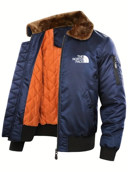 THE NORthtTH FACE-Doudoune chaude et décontractée pour homme avec col en fourrure, veste épaisse zippée et poche - Veste d'hiver