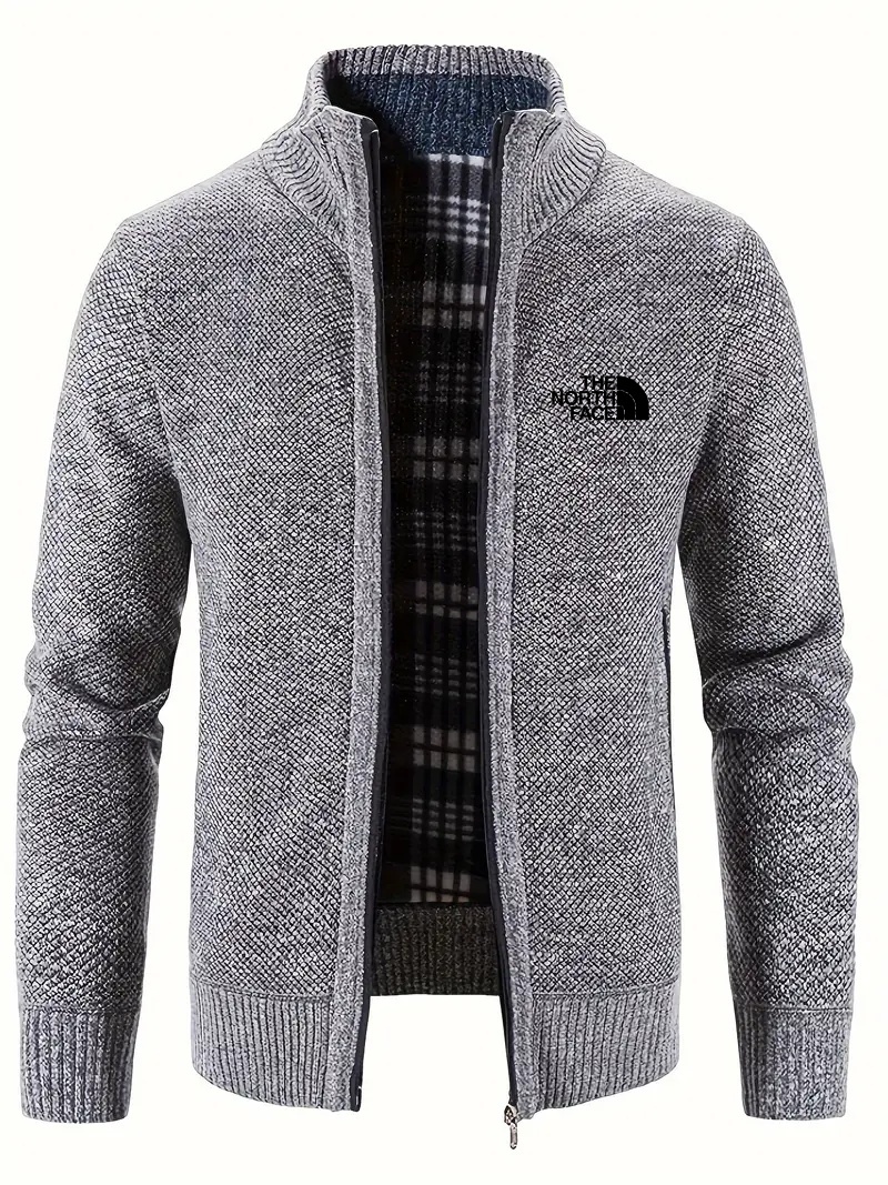 THE NORthtTH FACE-Cardigan chaud à col montant pour homme, confortable, avec poche zippée, en tricot, pour l'automne et l'hiver