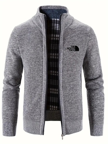 THE NORthtTH FACE-Cardigan chaud à col montant pour homme, confortable, avec poche zippée, en tricot, pour l'automne et l'hiver