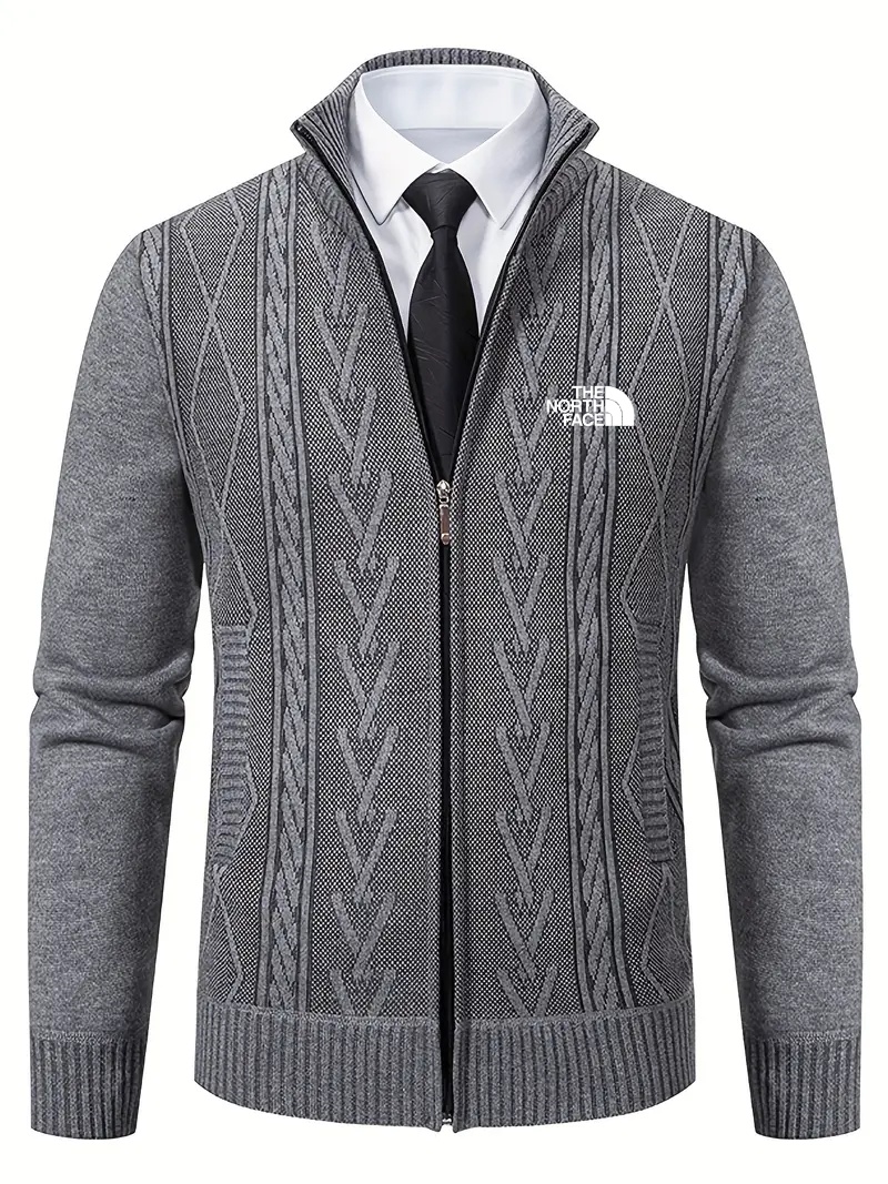 THE NORTH FACE - Cardigan vintage à motifs géométriques pour homme - Manches longues, fermeture éclair, tissu tricoté, polyester, style décontracté, coupe classique