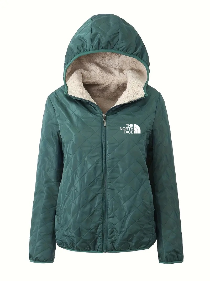THE NORTH FACE - Veste à capuche à manches longues et fermeture éclair sur le devant, décontractée, couleur unie, en coton, vêtements pour femmes, automne-hiver