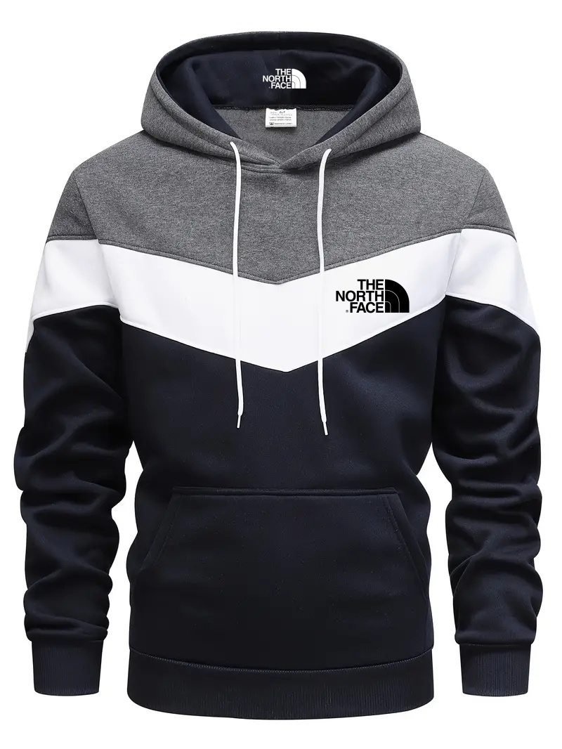 THE NORthtTH FACE Sweat-shirt à carreaux colorés pour homme - Design graphique décontracté avec capuche et poche kangourou