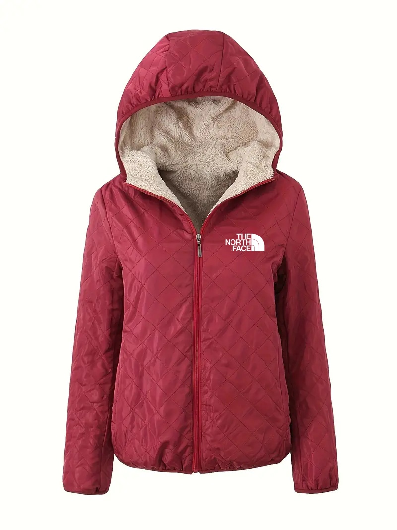 THE NORTH FACE - Veste à capuche à manches longues et fermeture éclair sur le devant, décontractée, couleur unie, en coton, vêtements pour femmes, automne-hiver