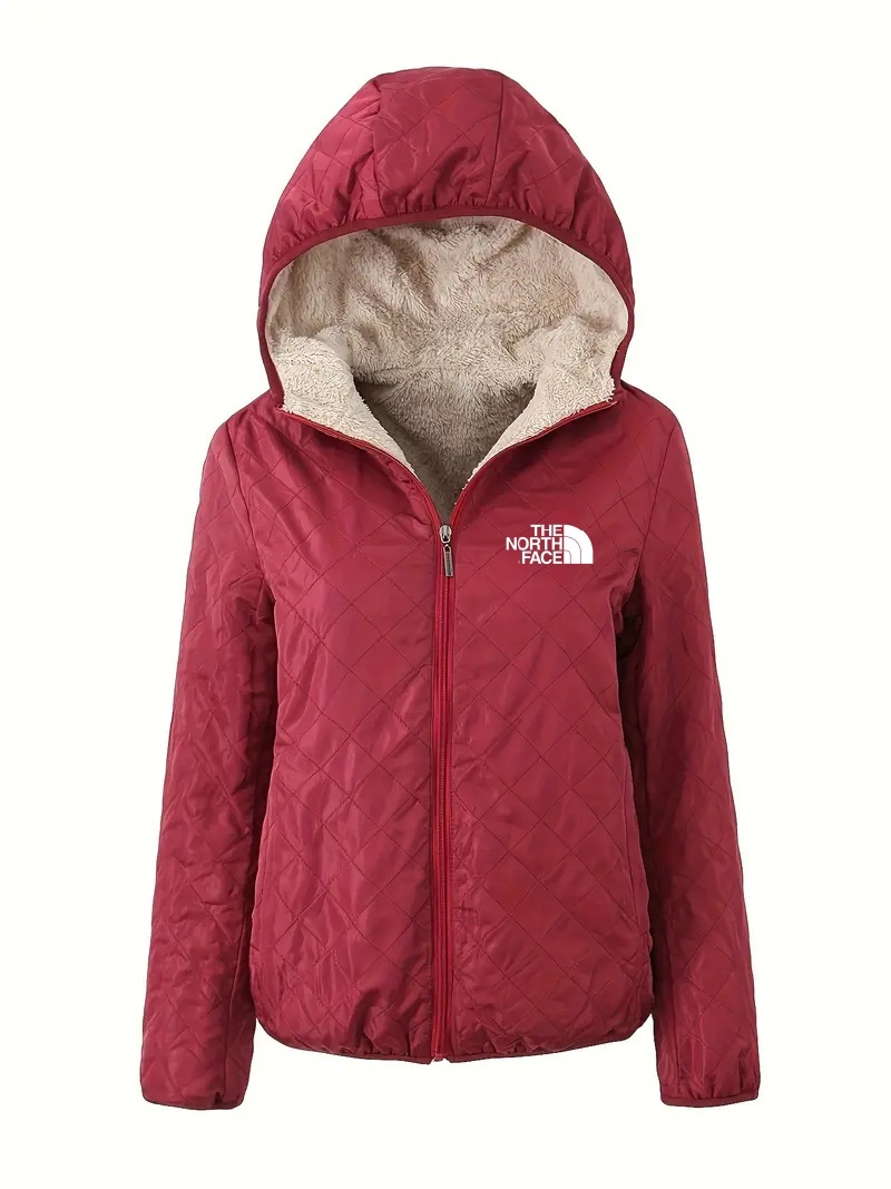 THE NORTH FACE - Veste à capuche à manches longues et fermeture éclair sur le devant, décontractée, couleur unie, en coton, vêtements pour femmes, automne-hiver