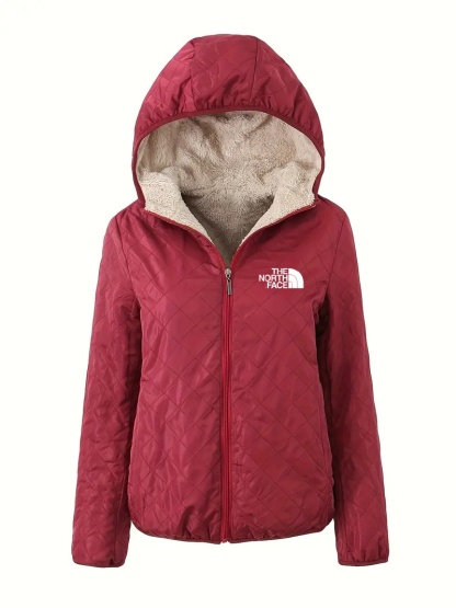 THE NORTH FACE - Veste à capuche à manches longues et fermeture éclair sur le devant, décontractée, couleur unie, en coton, vêtements pour femmes, automne-hiver