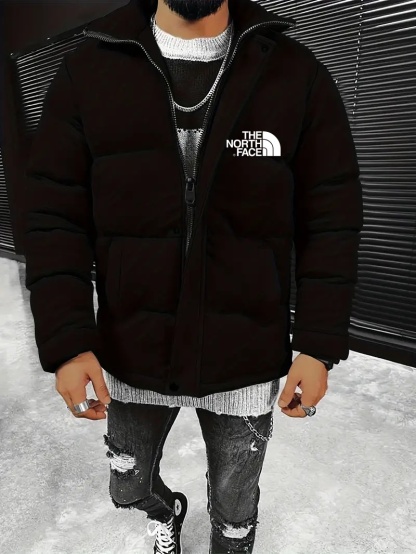 THE NORthtTH FACE-Veste matelassée en daim de couleur unie, veste épaisse à col montant avec détails de fermeture éclair et de boutons, mode hiver