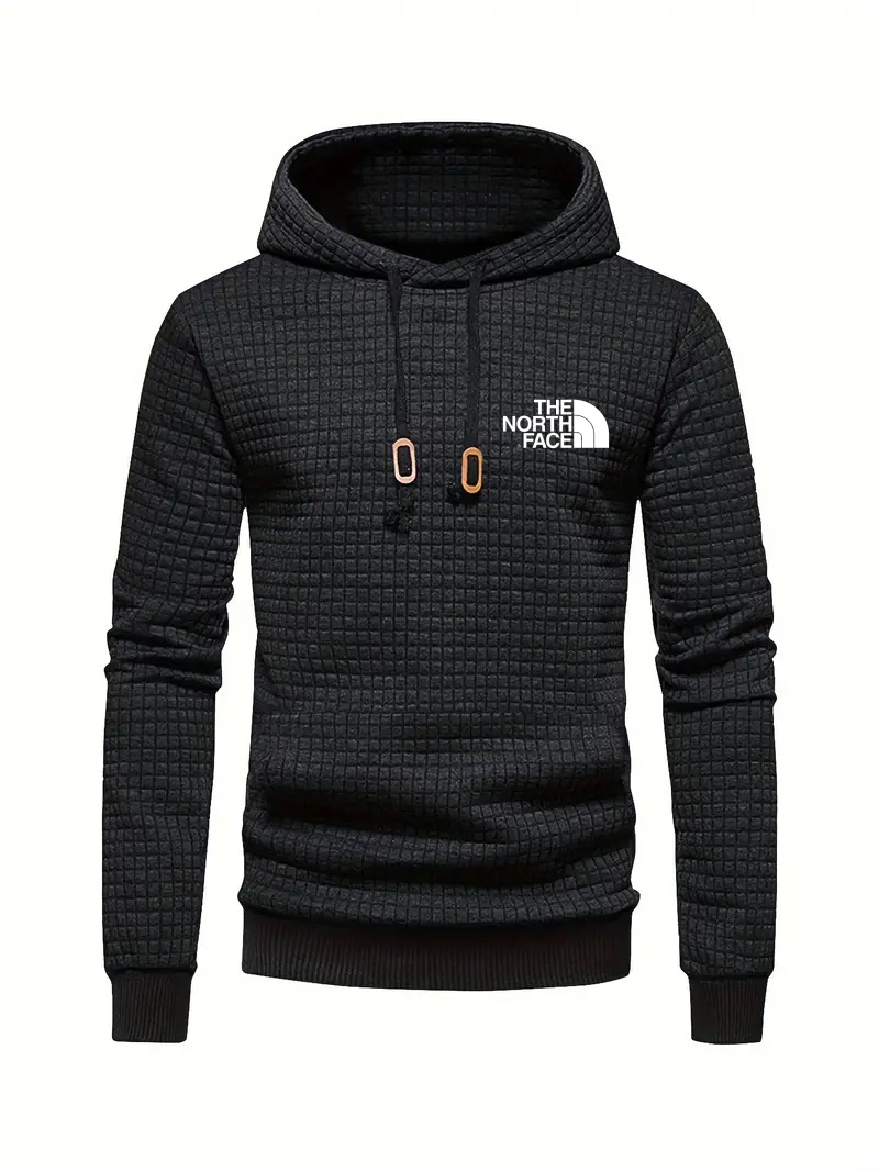 THE NORthtTH FACE Sweat à capuche gaufré décontracté pour homme avec cordon de serrage, idéal pour les sports de plein air au printemps et en automne