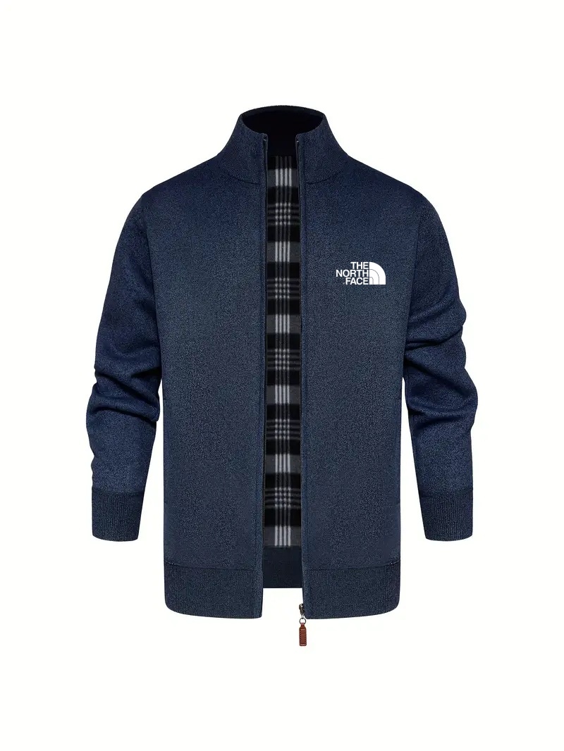THE NORthtTH FACE-Cardigan tricoté décontracté à fermeture éclair pour homme, automne et hiver, doublé polaire, col montant, veste chaude à manches longues