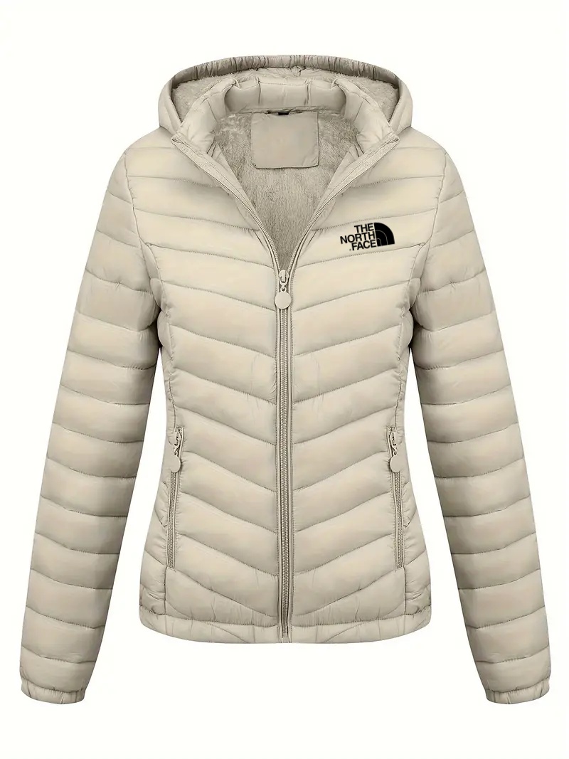 THE NORthtTH FACE-Doudoune à capuche zippée, décontractée, manches longues, poches obliques, manteau chaud, vêtements pour femmes automne et hiver