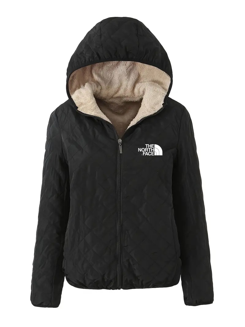 THE NORTH FACE - Veste à capuche à manches longues et fermeture éclair sur le devant, décontractée, couleur unie, en coton, vêtements pour femmes, automne-hiver