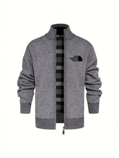 THE NORthtTH FACE-Cardigan tricoté décontracté à fermeture éclair pour homme, automne et hiver, doublé polaire, col montant, veste chaude à manches longues