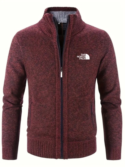 THE NORthtTH FACE-Cardigan chaud à col montant pour homme, confortable, avec poche zippée, en tricot, pour l'automne et l'hiver