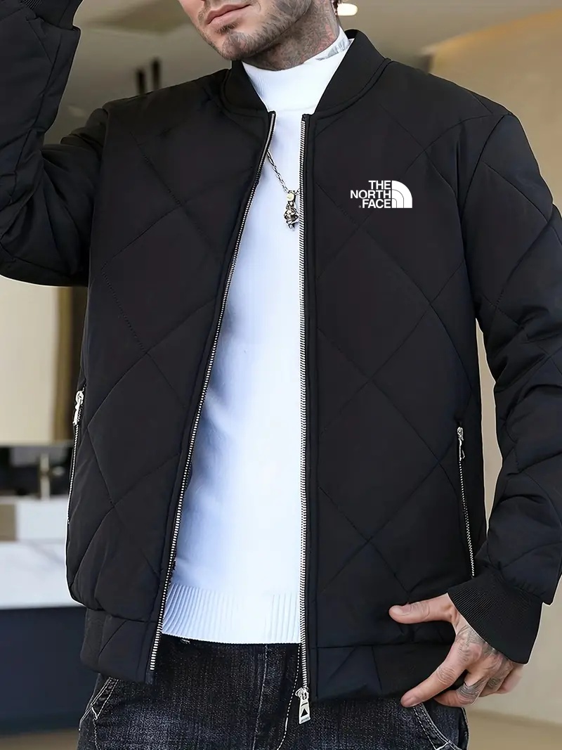 THE NORthtTH FACE-Veste de baseball décontractée à rayures et doublure sherpa pour homme, style universitaire, coupe-vent vintage, coupe standard