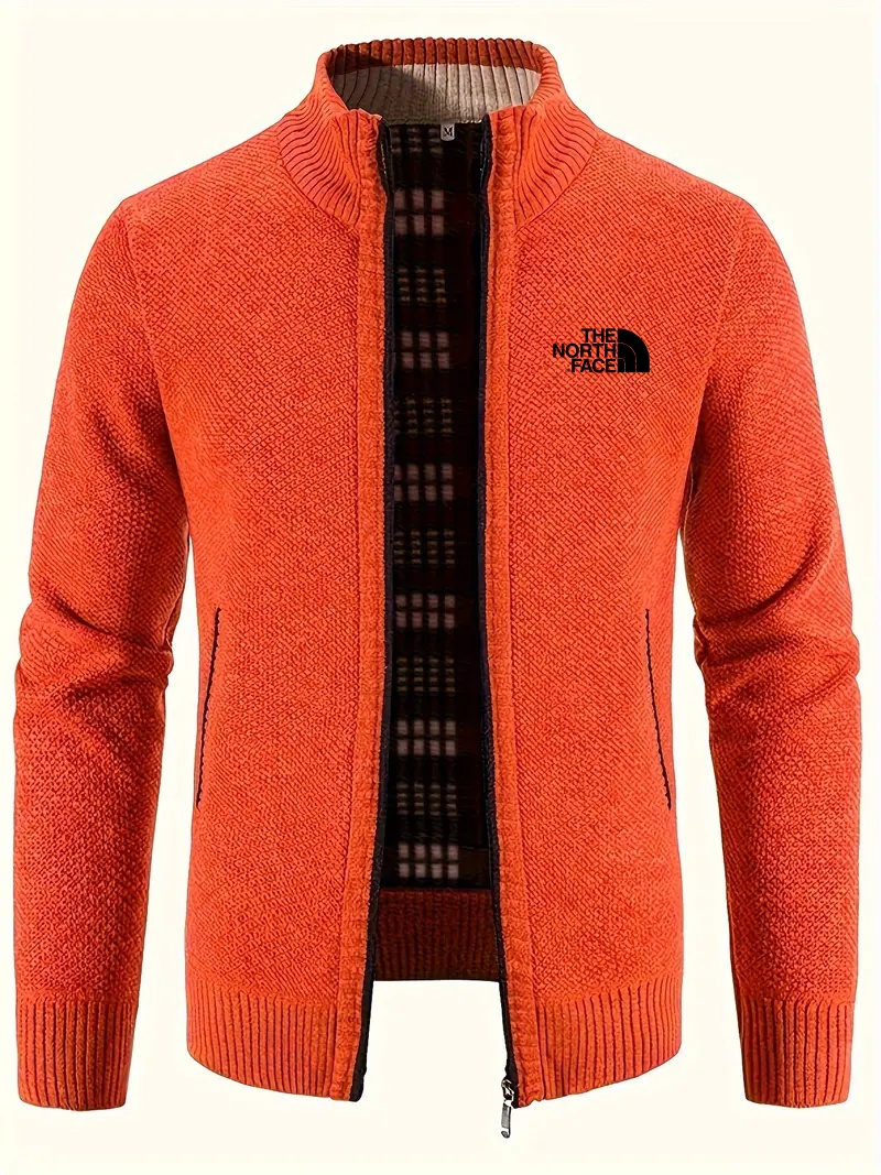 THE NORthtTH FACE-Cardigan chaud à col montant pour homme, confortable, avec poche zippée, en tricot, pour l'automne et l'hiver