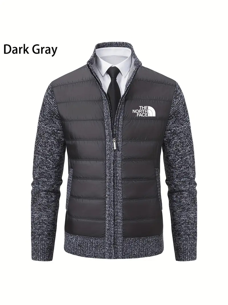 THE NORthtTH FACE-Cardigan décontracté en tricot à col mandarin pour homme avec doublure en polyester et manches longues dans un haut en tissu extensible léger et uni.