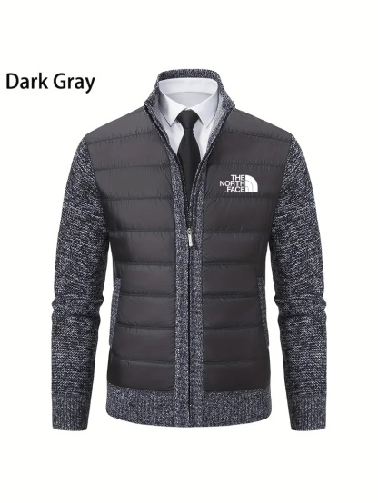 THE NORthtTH FACE-Cardigan décontracté en tricot à col mandarin pour homme avec doublure en polyester et manches longues dans un haut en tissu extensible léger et uni.