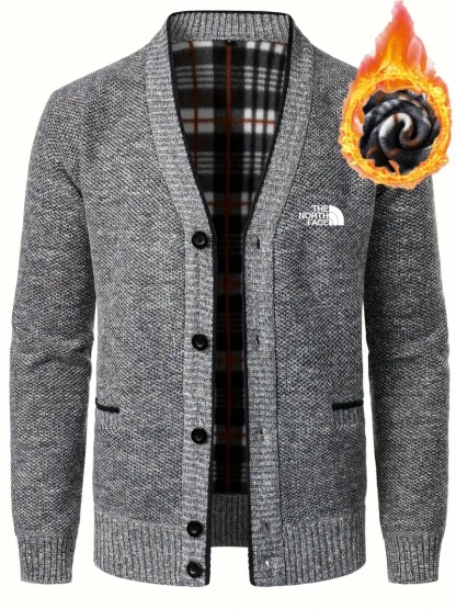THE NORTH FACE - Cardigan col V pour homme, veste tricotée décontractée, vêtements pour hommes automne et hiver