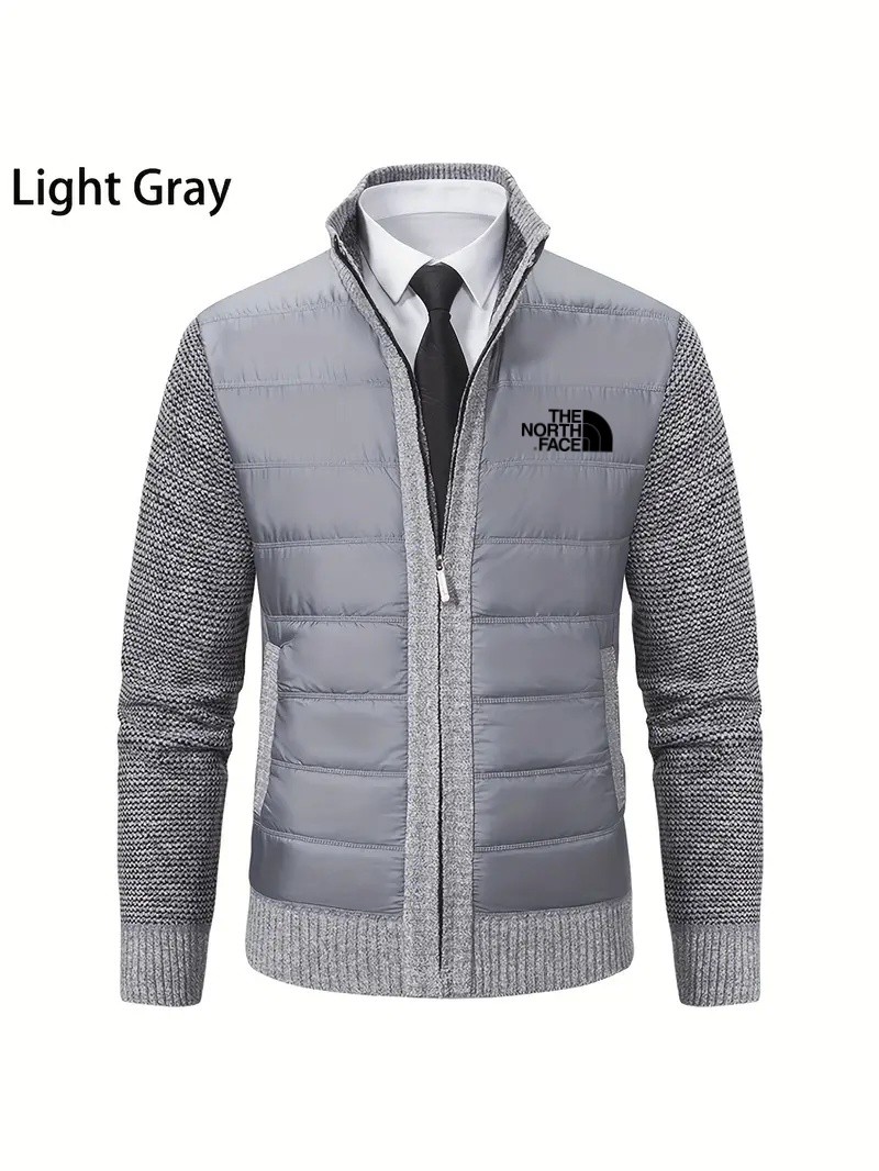 THE NORthtTH FACE-Cardigan décontracté en tricot à col mandarin pour homme avec doublure en polyester et manches longues dans un haut en tissu extensible léger et uni.