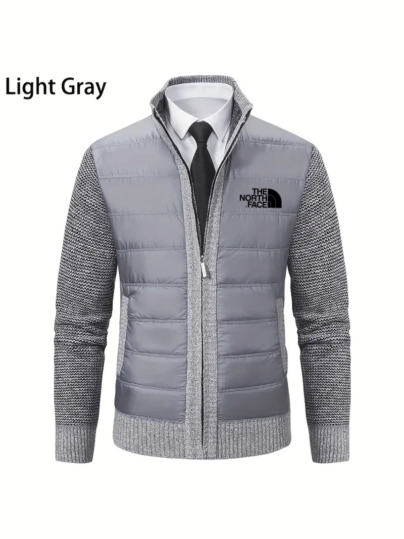 THE NORthtTH FACE-Cardigan décontracté en tricot à col mandarin pour homme avec doublure en polyester et manches longues dans un haut en tissu extensible léger et uni.