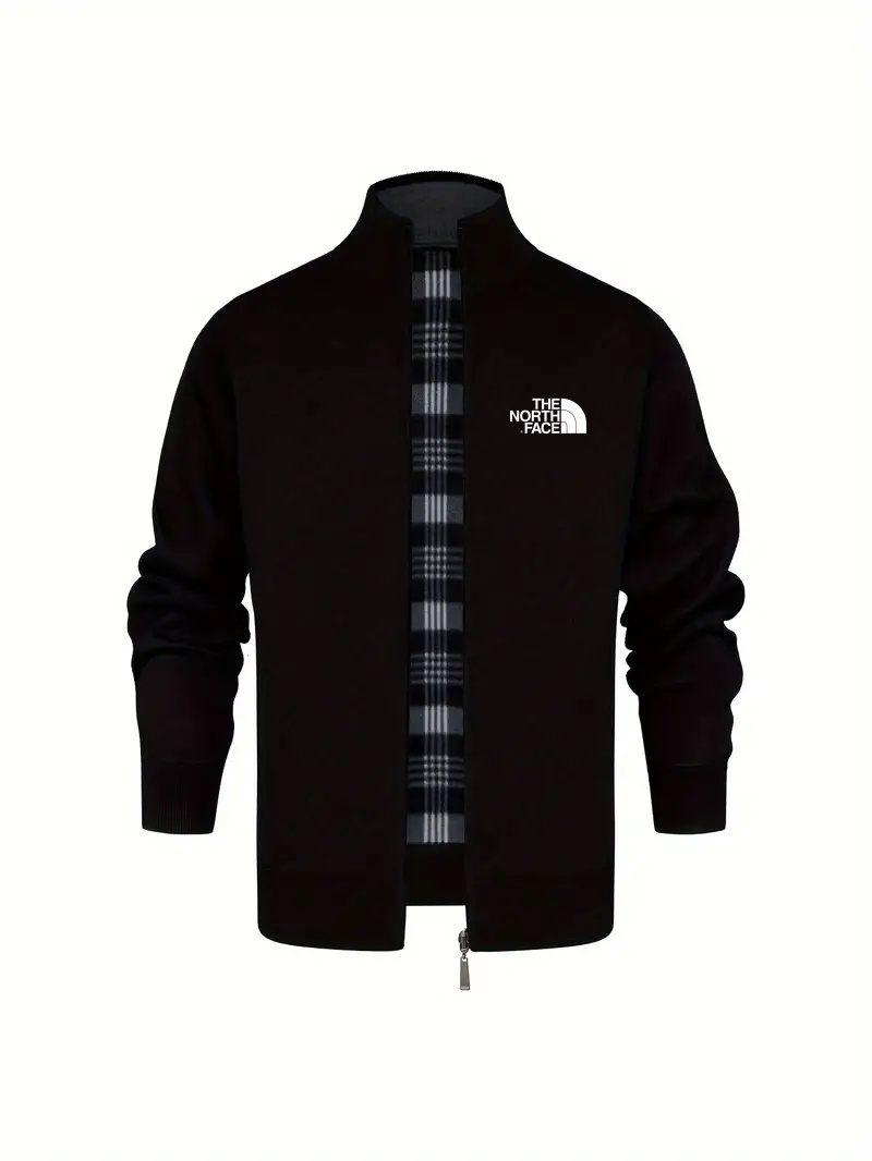 THE NORthtTH FACE-Cardigan tricoté décontracté à fermeture éclair pour homme, automne et hiver, doublé polaire, col montant, veste chaude à manches longues