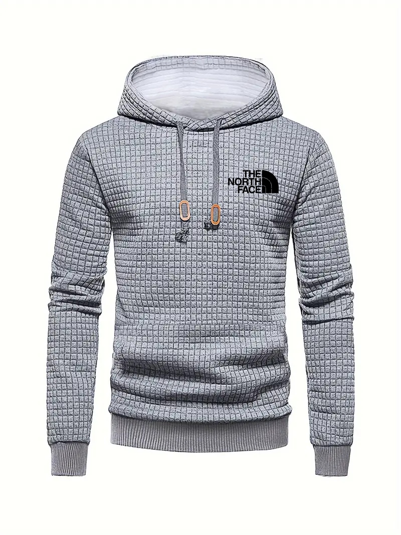 THE NORthtTH FACE Sweat à capuche gaufré décontracté pour homme avec cordon de serrage, idéal pour les sports de plein air au printemps et en automne