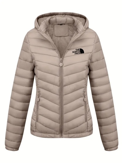 THE NORthtTH FACE-Doudoune à capuche zippée, décontractée, manches longues, poches obliques, manteau chaud, vêtements pour femmes automne et hiver