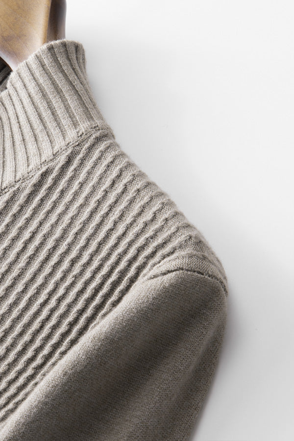 Jersey de canalé con cuello medio alto y cremallera