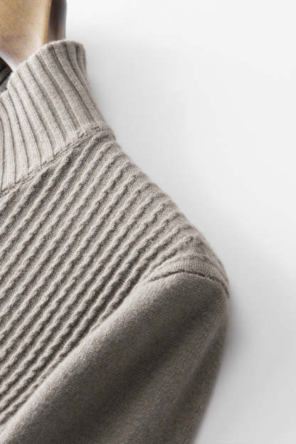 Jersey de canalé con cuello medio alto y cremallera