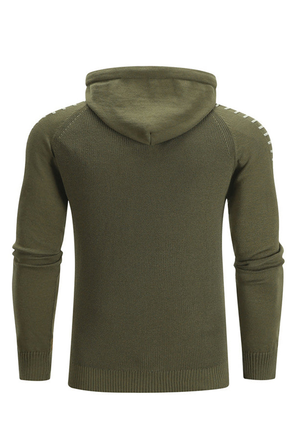 Top Con Capucha Delgado De Punto De Color Sólido De Moda