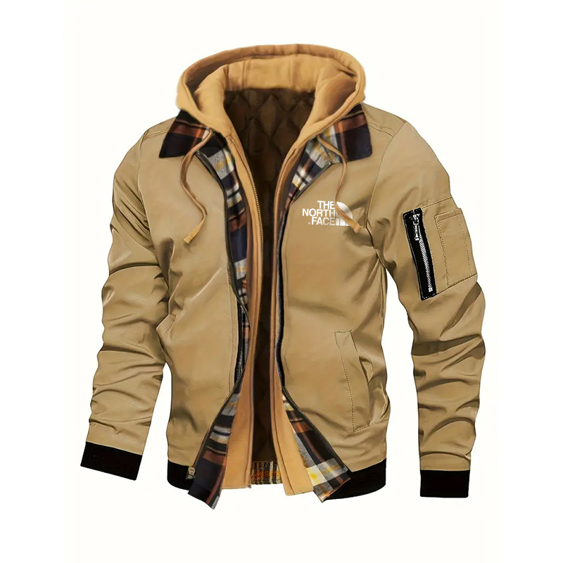 2024 TNF®-Men's Casual Fleece-Lined Hooded Jacket with Zip Pockets